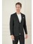 Comfort Fit Mono Yaka Çift Yırtmaç Torba Cep Casual Siyah Ceket C 698 3