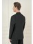 Comfort Fit Mono Yaka Çift Yırtmaç Torba Cep Casual Siyah Ceket C 698 5