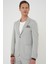 Comfort Fit Mono Yaka Çift Yırtmaç Torba Cep Kendinden Desenli Casual Gri Ceket C 706 1