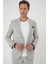 Comfort Fit Mono Yaka Çift Yırtmaç Torba Cep Kendinden Desenli Casual Gri Ceket C 706 5