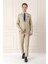 Slim Fit Jakarlı Çift Yırtmaç Klasik Bej Takım Elbise Tk 893 1