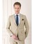 Slim Fit Jakarlı Çift Yırtmaç Klasik Bej Takım Elbise Tk 893 3