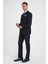 Slim Fit Çift Yırtmaç Çizgili Kruvaze Klasik Koyu Lacivert Takım Elbise Tk 925 7
