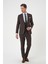 Slim Fit Çift Yırtmaç Keten Karışımlı Yelekli Klasik Kahve Takım Elbise Tk 914 2