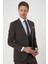 Slim Fit Çift Yırtmaç Keten Karışımlı Yelekli Klasik Kahve Takım Elbise Tk 914 3