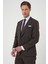 Slim Fit Çift Yırtmaç Keten Karışımlı Yelekli Klasik Kahve Takım Elbise Tk 914 5
