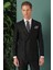 Slim Fit Yağmur Deseni Çizgili Kruvaze Klasik Siyah Takım Elbise Tk 888 4