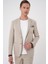 Comfort Fit Mono Yaka Çift Yırtmaç Torba Cep Kendinden Desenli Casual Bej Ceket C 706 3