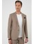 Comfort Fit Mono Yaka Torba Cep Casual Koyu Bej Ceket C 708 3