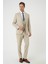 Slim Fit Dokulu Çift Yırtmaç Yelekli Klasik Bej Takım Elbise Tk 898 3