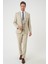 Slim Fit Dokulu Çift Yırtmaç Yelekli Klasik Bej Takım Elbise Tk 898 4