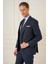 Slim Fit Kırlangıç Yaka Çift Yırtmaçlı Yelekli Klasik Lacivert Takım Elbise Tk 895 3