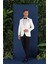 Black 034 Slim Fit Saten Yaka Çift Yırtmaçlı Damatlık Ekru Smokin Ceket 2