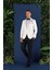 Black 034 Slim Fit Saten Yaka Çift Yırtmaçlı Damatlık Ekru Smokin Ceket 3