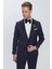 Black 062 Slim Fit Çıkma Saten Yaka Lacivert Damatlık Smokin Takım 5