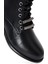 Kadın Siyah Bağcıklı Fermuar Detaylı Deri Postal Bot 25WFD420118 8