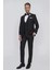 Black 063 Slim Fit Yelekli Çıkma Saten Yaka Siyah Damatlık Smokin Takım 1