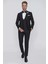 Black 063 Slim Fit Yelekli Çıkma Saten Yaka Siyah Damatlık Smokin Takım 2