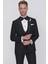 Black 063 Slim Fit Yelekli Çıkma Saten Yaka Siyah Damatlık Smokin Takım 3