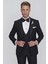 Black 063 Slim Fit Yelekli Çıkma Saten Yaka Siyah Damatlık Smokin Takım 4