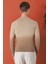 Slim Fit Degrade Desen Bisiklet Yaka Bej Triko Tr 866 4