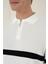 Slim Fit Çizgili Fermuarlı Polo Yaka Ekru Triko Kazak TR 877 5
