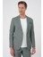 Comfort Fit Mono Yaka Çift Yırtmaç Torba Cep Casual Yeşil Ceket C 701 5