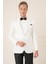 Black 036 Slim Fit Saten Yaka Çift Yırtmaçlı Tek Düğmeli Krem Damatlık Smokin Ceket 2