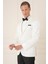 Black 036 Slim Fit Saten Yaka Çift Yırtmaçlı Tek Düğmeli Krem Damatlık Smokin Ceket 3