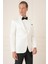 Black 036 Slim Fit Saten Yaka Çift Yırtmaçlı Tek Düğmeli Krem Damatlık Smokin Ceket 5