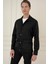 Comfort Fit Mono Yaka Kapaklı Cep Casual Siyah Ceket C 699 1