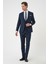 Slim Fit Çift Yırtmaç Keten Karışımlı Yelekli Klasik Lacivert Takım Elbise Tk 914 2