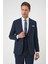 Slim Fit Çift Yırtmaç Keten Karışımlı Yelekli Klasik Lacivert Takım Elbise Tk 914 3