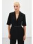 Kısa Kollu Kemerli Ceket - Siyah 1