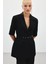 Kısa Kollu Kemerli Ceket - Siyah 5