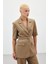 Kısa Kollu Kemerli Ceket - Camel 1