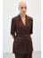 Kısa Kollu Kemerli Ceket - Kahve 2