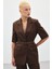 Kısa Kollu Kemerli Ceket - Kahve 5
