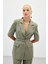 Kısa Kollu Kemerli Ceket - Haki 4