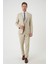 Slim Fit Dokulu Çift Yırtmaç Yelekli Klasik Bej Takım Elbise Tk 898 1