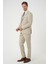 Slim Fit Dokulu Çift Yırtmaç Yelekli Klasik Bej Takım Elbise Tk 898 2