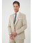 Slim Fit Dokulu Çift Yırtmaç Yelekli Klasik Bej Takım Elbise Tk 898 5