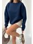 Kadın 2 Iplik Pamuklu Lacivert Sweatshirt NBG103 1