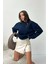 Kadın 2 Iplik Pamuklu Lacivert Sweatshirt NBG103 2