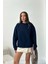 Kadın 2 Iplik Pamuklu Lacivert Sweatshirt NBG103 3