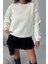 Kadın 2 Iplik Pamuklu Ekru Sweatshirt NBG103 1