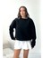 Kadın 2 Iplik Pamuklu Siyah Sweatshirt NBG103 2