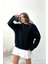 Kadın 2 Iplik Pamuklu Siyah Sweatshirt NBG103 3