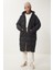 Kapüşonlu Oversize Uzun Şişme Kaban LNT0001 Siyah 1