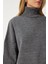 Balıkçı Yaka Oversize Triko Kazak LBV0011 Gri 5